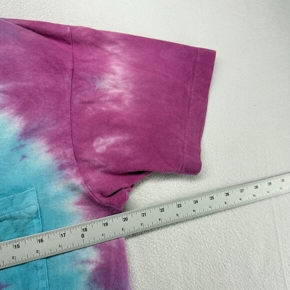 Vintage BVD Blank Shirt men's Large Blue Purple Tie Dye Single Stitch Pocket 90s - Picture 4 of 8